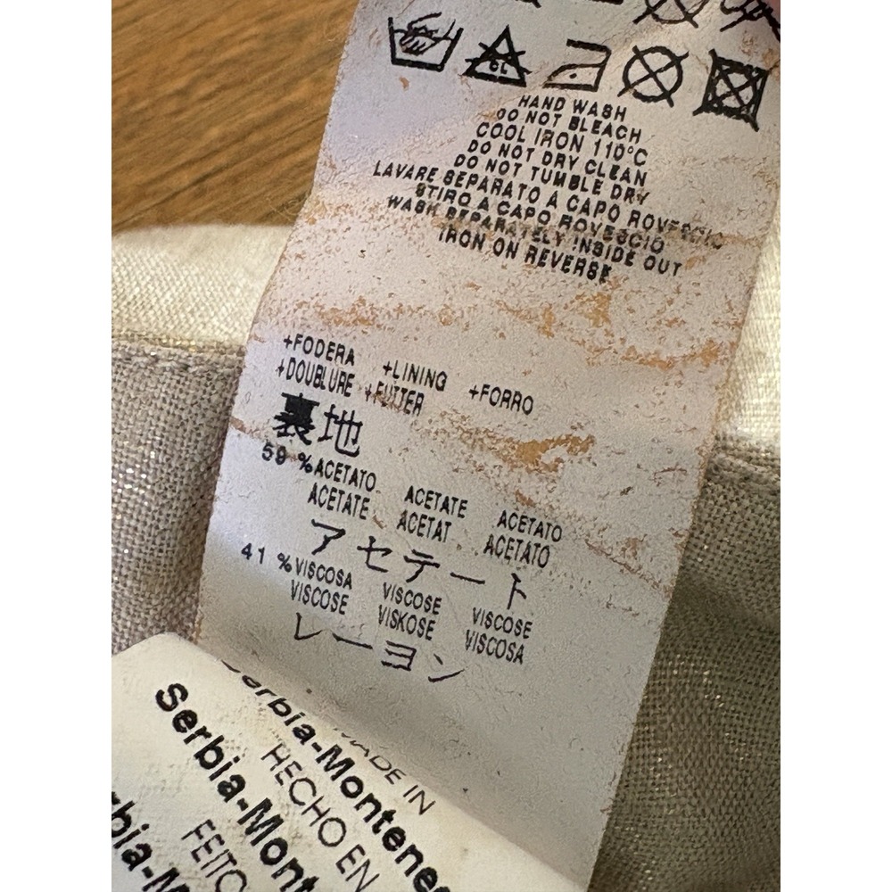 SEE BY CHLOE Linen Skirt SIZE 2 /36 Beige With Gold Thread Sparkle Pleated Mini - Picture 5 of 16